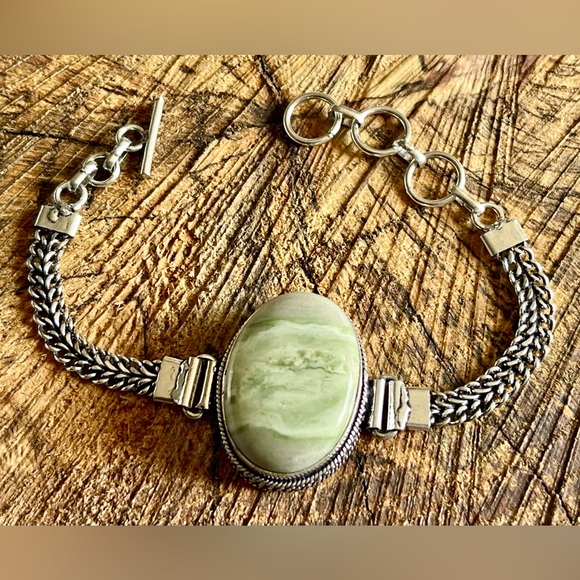 Green Larsonite “Petrified Bog Wood” Bracelet - Picture 7 of 7